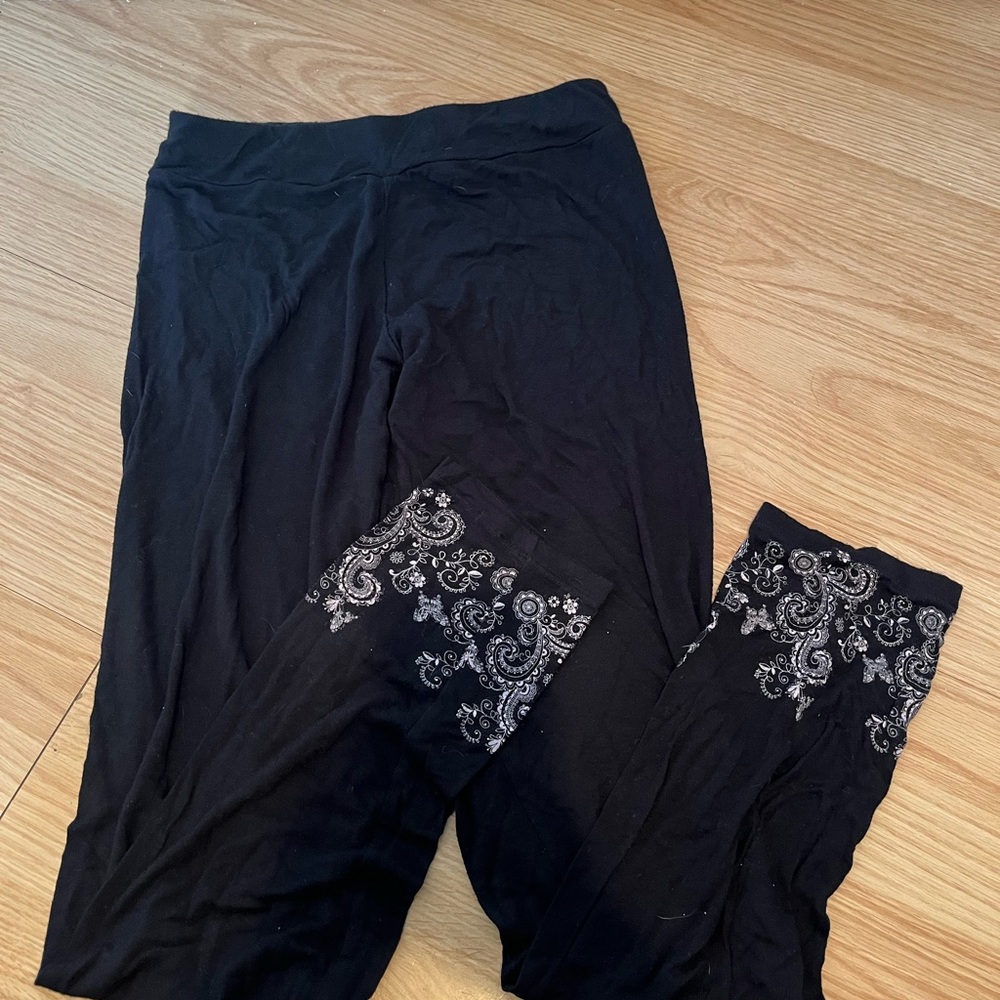 La Vie En Rose Black Pants with Silver Accents